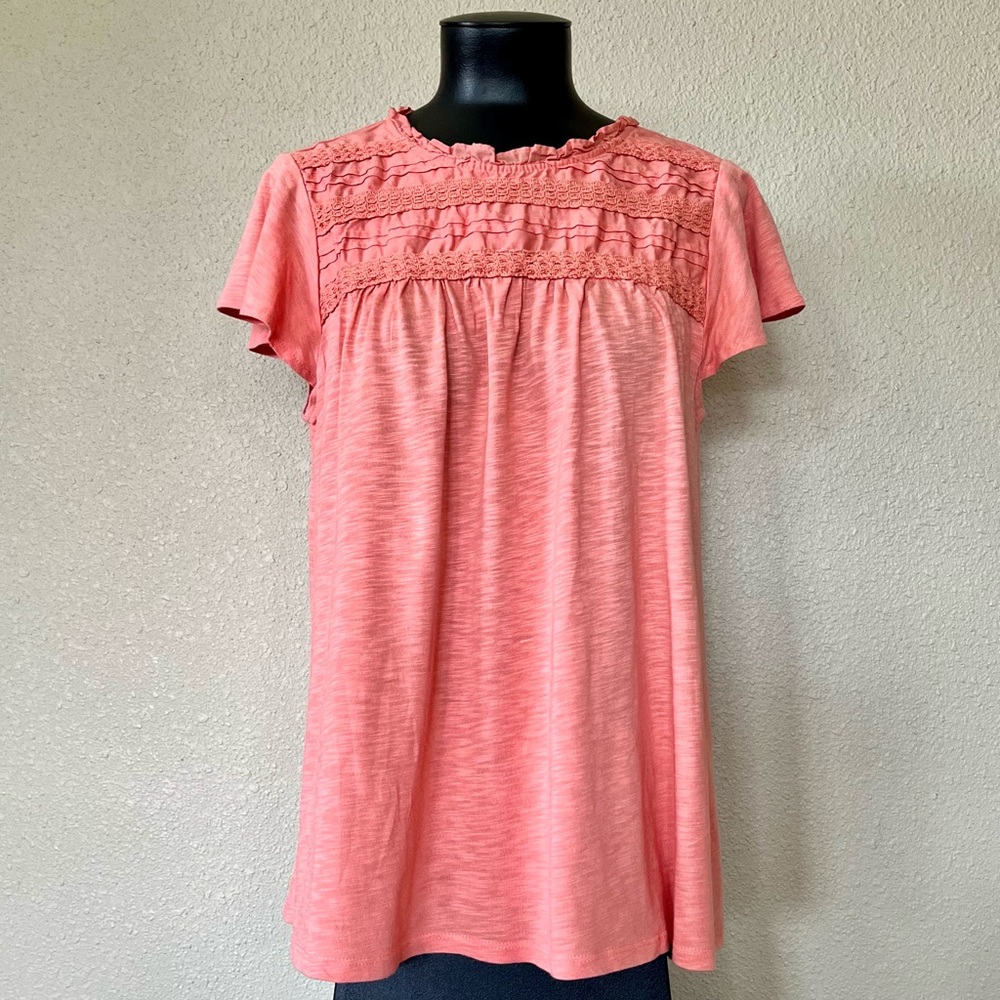 Ella Moss Pink Ruffled Bib Collar Blouse
